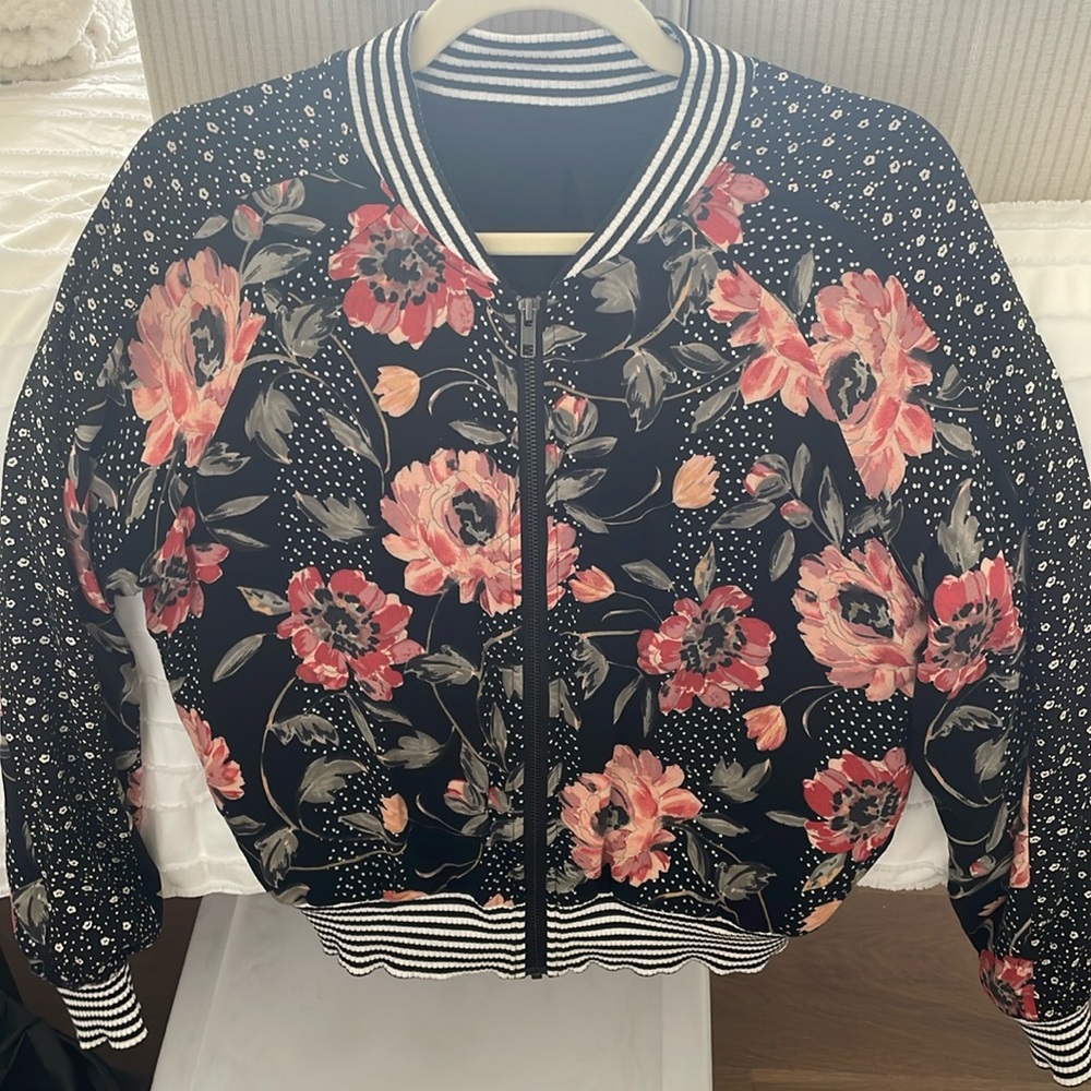 Anthropologie Saltwater Luxe Floral Bomber Jacket Sz. S Small